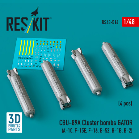CBU-89A cluster bombs GATOR (4 pcs) (3D Printed) (1/48) Shop CBU-89A cluster bombs GATOR (4 pcs) (3D Printed) (1/48) Scale Plastic Models Kits. Accessories and Resin Parts. Reskit online Store