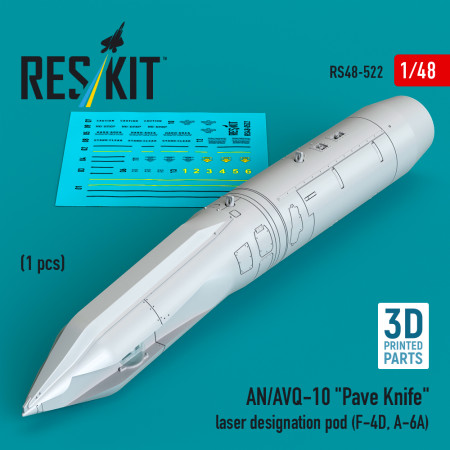 Shop AN/AVQ-10 "Pave Knife" laser designation pod (1 pcs) (3D Printed) (1/48) Scale Plastic Models Kits. Accessories and Resin Parts. Reskit online Store