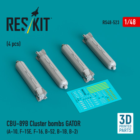 CBU-89B cluster bombs GATOR (4 pcs) (3D Printed) (1/48) Shop CBU-89B cluster bombs GATOR (4 pcs) (3D Printed) (1/48) Scale Plastic Models Kits. Accessories and Resin Parts. Reskit online Store