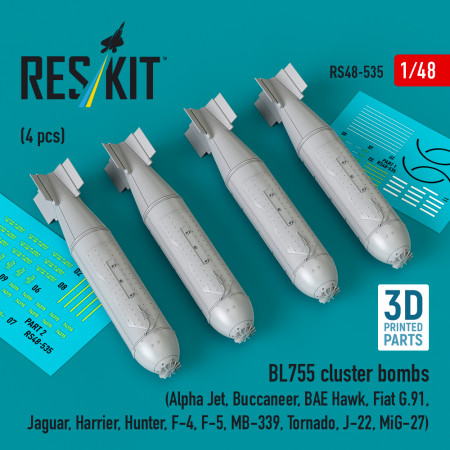 BL755 cluster bombs (4 pcs) (3D Printed) (1/48) Shop BL755 cluster bombs (4 pcs) (3D Printed) (1/48) Scale Plastic Models Kits. Accessories and Resin Parts. Reskit online Store