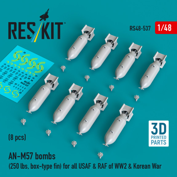 Shop AN-M57 bombs (250 lbs, box-type fin) for all USAF & RAF of WW2 & Korean War (8 pcs) (3D Printed) (1/48) Scale Plastic Models Kits. Accessories and Resin Parts. Reskit online Store
