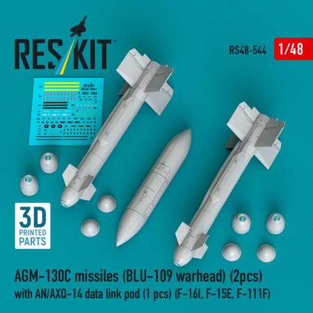 Shop AGM-130C missiles (2 pcs) (BLU-109 warhead) with AN/AXQ-14 data link pod (1 pcs) (3D Printed) (1/48) Scale Plastic Models Kits. Accessories and Resin Parts. Reskit online Store