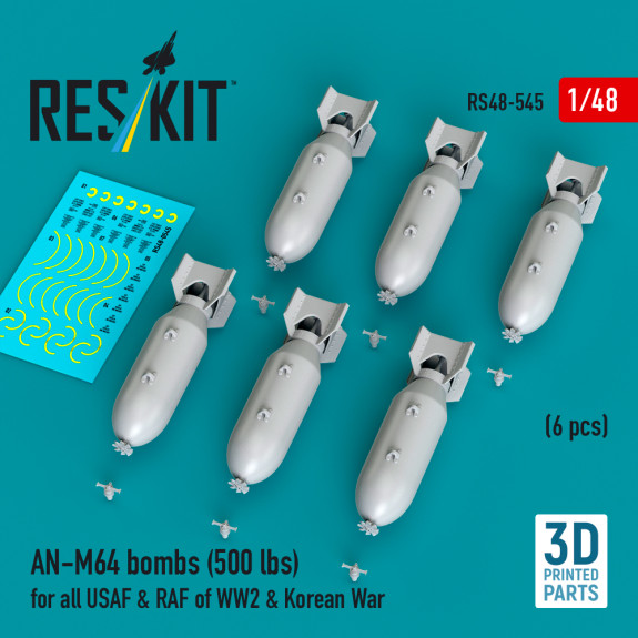 Shop AN-M64 bombs (6 pcs) (500 lbs) for all USAF & RAF of WW2 & Korean War (3D Printed) (1/48) Scale Plastic Models Kits. Accessories and Resin Parts. Reskit online Store