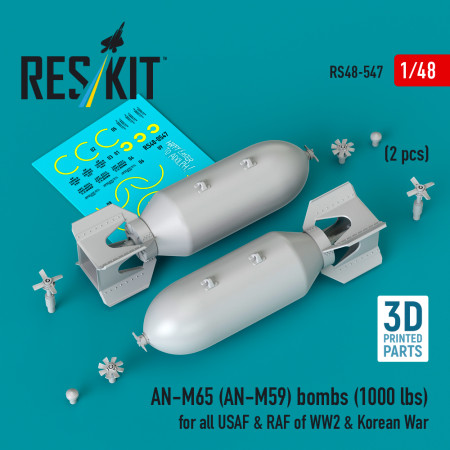 Shop AN-M65 (AN-M59) bombs (2 pcs) (1000 lbs) for all USAF & RAF of WW2 & Korean War (3D Printed) (1/48) Scale Plastic Models Kits. Accessories and Resin Parts. Reskit online Store