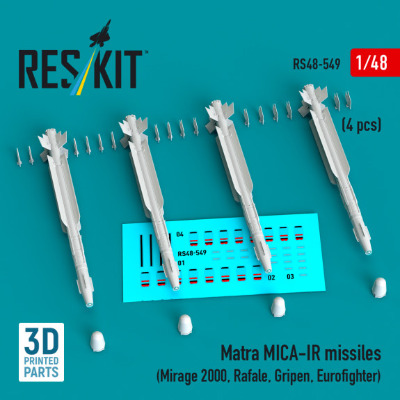 Shop Matra MICA-IR missiles (4 pcs) (3D Printed) (1/48) Scale Plastic Models Kits. Accessories and Resin Parts. Reskit online Store