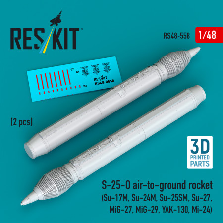 Shop S-25-O air-to-ground rocket (2 pcs) (3D Printed) (1/48) Scale Plastic Models Kits. Accessories and Resin Parts. Reskit online Store