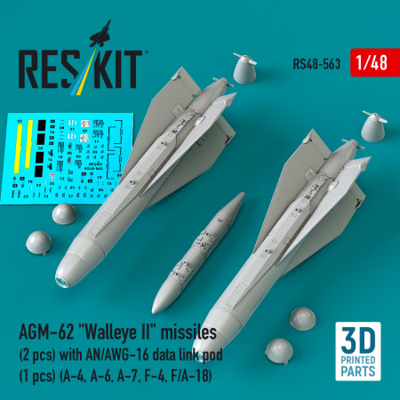 Shop AGM-62 "Walleye II" missiles (2 pcs) with AN/AWG-16 data link pod (1 pcs) (3D Printed) (1/48) Scale Plastic Models Kits. Accessories and Resin Parts. Reskit online Store
