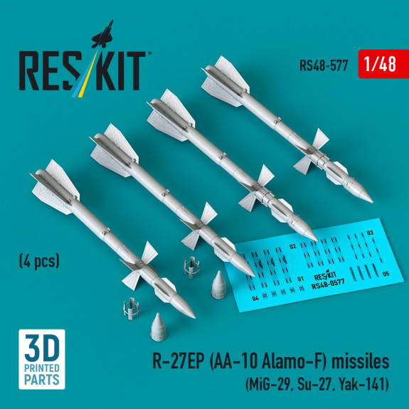 Shop R-27EP (AA-10 Alamo-F) missiles (4 pcs) (3D Printed) (1/48) Scale Plastic Models Kits. Accessories and Resin Parts. Reskit online Store