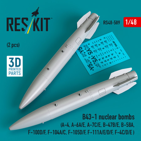 B43-1 nuclear bombs (2 pcs) (3D Printed) (1/48) Shop B43-1 nuclear bombs (2 pcs) (3D Printed) (1/48) Scale Plastic Models Kits. Accessories and Resin Parts. Reskit online Store