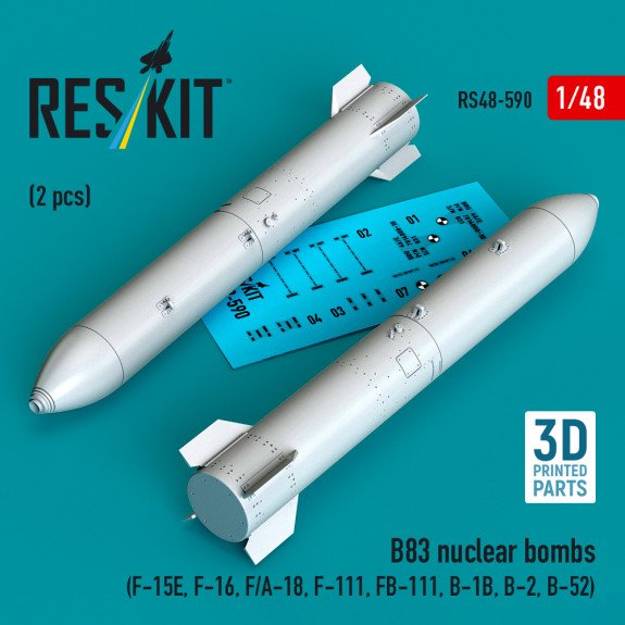 Shop B83 nuclear bombs (2 pcs) (3D Printed) (1/48) Scale Plastic Models Kits. Accessories and Resin Parts. Reskit online Store