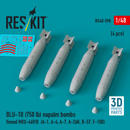 BLU-1B (750 lb) napalm bombs finned MXU-469/B (4 pcs) (3D Printed) (1/48) Shop BLU-1B (750 lb) napalm bombs finned MXU-469/B (4 pcs) (3D Printed) (1/48) Scale Plastic Models Kits. Accessories and Resin Parts. Reskit online Store
