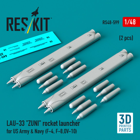 Shop LAU-33 "ZUNI" rocket launcher for US Army & Navy (2 pcs) (3D Printed) (1/48) Scale Plastic Models Kits. Accessories and Resin Parts. Reskit online Store