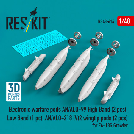 Shop Electronic warfare pods AN/ALQ-99 High Band (2 pcs), Low Band, AN/ALQ-218 (V)2 wingtip pods (2 pcs) for EA-18G Growler (3D Printed) (1/48) Scale Plastic Models Kits. Accessories and Resin Parts. Reskit online Store