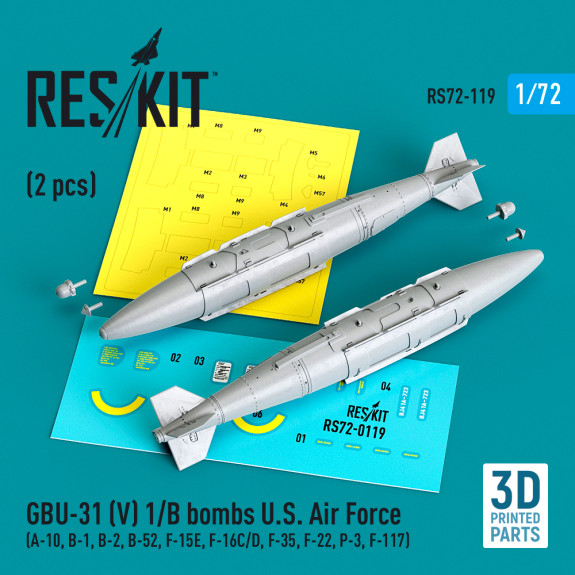 Shop GBU-31 (V) 1/B bombs U.S. Air Force (2 pcs) (3D Printed) (1/72) Scale Plastic Models Kits. Accessories and Resin Parts. Reskit online Store