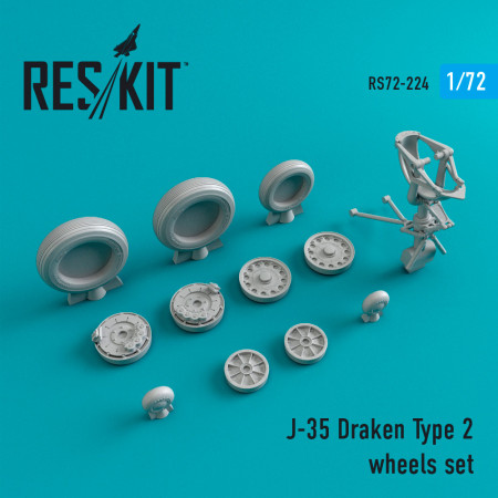 Shop J-35 "Draken" wheels set type 2 (1/72) Scale Plastic Models Kits. Accessories and Resin Parts. Reskit online Store