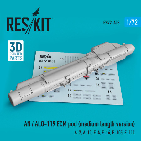 Shop AN/ALQ-119 ECM pod (medium length version) (1/72) Scale Plastic Models Kits. Accessories and Resin Parts. Reskit online Store