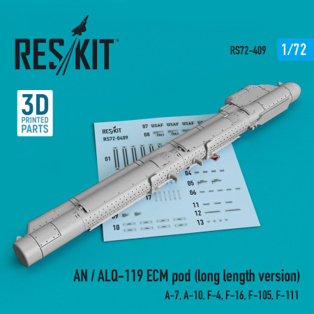 Shop AN/ALQ-119 ECM pod (long length version) (3D Printed) (1/72) Scale Plastic Models Kits. Accessories and Resin Parts. Reskit online Store