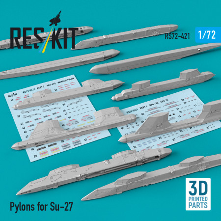 Shop Pylons for Su-27 (3D Printed) (1/72) Scale Plastic Models Kits. Accessories and Resin Parts. Reskit online Store