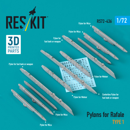 Shop Pylons for Rafale type 1 (3D Printed) (1/72) Scale Plastic Models Kits. Accessories and Resin Parts. Reskit online Store