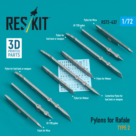 Shop Pylons for Rafale type 2 (3D Printed) (1/72) Scale Plastic Models Kits. Accessories and Resin Parts. Reskit online Store