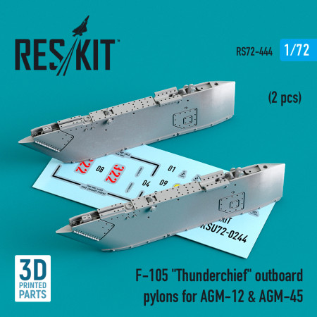 Shop F-105 "Thunderchief" outboard AGM-12 & AGM-45 pylons (2 pcs) (3D Printed) (1/72) Scale Plastic Models Kits. Accessories and Resin Parts. Reskit online Store