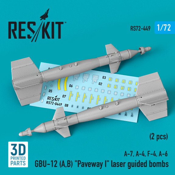 Shop GBU-12 (A,B) "Paveway I" laser guided bombs (2 pcs) (3D Printed) (1/72) Scale Plastic Models Kits. Accessories and Resin Parts. Reskit online Store