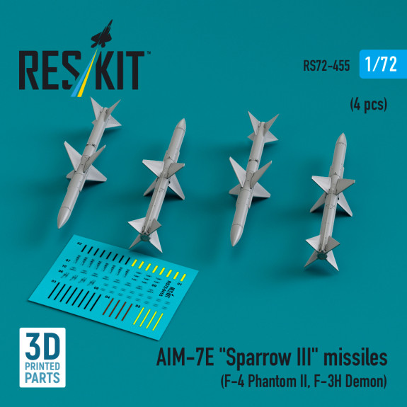 Shop AIM-7E "Sparrow III" missiles (4 pcs) (3D Printed) (1/72) Scale Plastic Models Kits. Accessories and Resin Parts. Reskit online Store