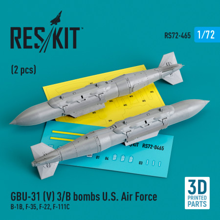 GBU-31 (V) 3/B бомби ВПС США (2 шт.) (3D Друк) (1/72) Купити GBU-31 (V) 3/B бомби ВПС США (2 шт.) (3D Друк) (1/72) Збірні пластикові моделі. Аксесуари та смоляні запчастини деталі. Інтернет магазин Reskit