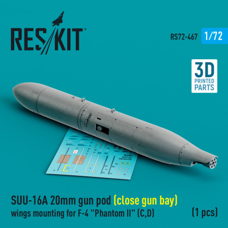 SUU-16A 20mm gun pod (close gun bay) wings mounting for F-4 "Phantom II" (C,D) (1 pcs) (3D Printed) (1/72) Shop SUU-16A 20mm gun pod (close gun bay) wings mounting for F-4 "Phantom II" (C,D) (1 pcs) (3D Printed) (1/72) Scale Plastic Models Kits. Accessories and Resin Parts. Reskit online Store