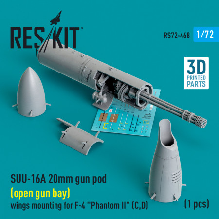 SUU-16A 20mm gun pod (open gun bay) wings mounting for F-4 "Phantom II" (C,D) (1 pcs) (3D Printed) (1/72) Shop SUU-16A 20mm gun pod (open gun bay) wings mounting for F-4 "Phantom II" (C,D) (1 pcs) (3D Printed) (1/72) Scale Plastic Models Kits. Accessories and Resin Parts. Reskit online Store