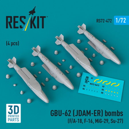 GBU-62 (JDAM-ER) bombs (4 pcs) (3D Друк) (1/72) Купити GBU-62 (JDAM-ER) bombs (4 pcs) (3D Друк) (1/72) Збірні пластикові моделі. Аксесуари та смоляні запчастини деталі. Інтернет магазин Reskit