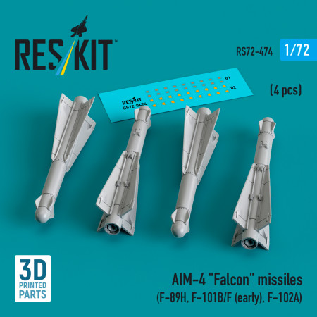 Shop AIM-4 "Falcon" missiles (4 pcs) (3D Printed) (1/72) Scale Plastic Models Kits. Accessories and Resin Parts. Reskit online Store