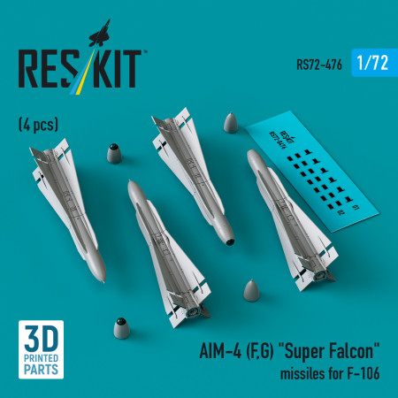 Shop AIM-4 (F, G) "Super Falcon" missiles for F-106 (4 pcs) (3D Printed) (1/72) Scale Plastic Models Kits. Accessories and Resin Parts. Reskit online Store