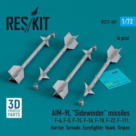 AIM-9L "Sidewinder" missiles (4 pcs) (3D Printed) (1/72) Shop AIM-9L "Sidewinder" missiles (4 pcs) (3D Printed) (1/72) Scale Plastic Models Kits. Accessories and Resin Parts. Reskit online Store