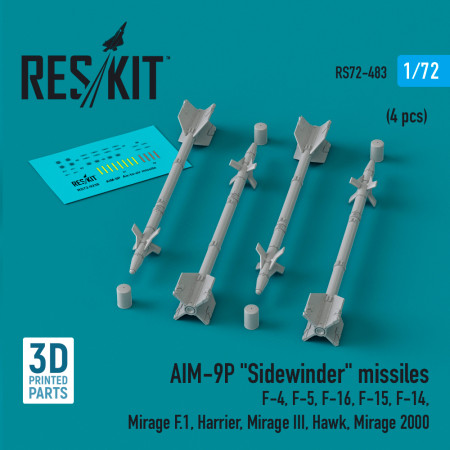 Shop AIM-9P "Sidewinder" missiles (4 pcs) (3D Printed) (1/72) Scale Plastic Models Kits. Accessories and Resin Parts. Reskit online Store