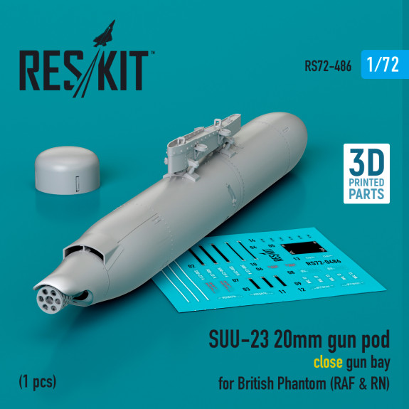 Shop SUU-23 20mm gun pod (close gun bay) for British Phantom (RAF & RN) (1 pcs) (3D Printed) (1/72) Scale Plastic Models Kits. Accessories and Resin Parts. Reskit online Store