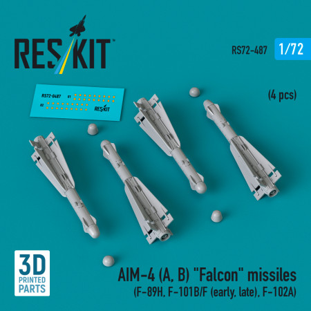Shop AIM-4 (A, B) "Falcon" missiles (4 pcs) (3D Printed) (1/72) Scale Plastic Models Kits. Accessories and Resin Parts. Reskit online Store