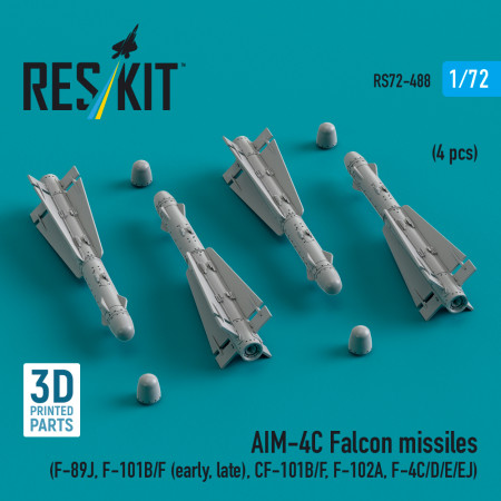 Shop AIM-4C Falcon missiles (4 pcs) (3d Printed) (1/72) Scale Plastic Models Kits. Accessories and Resin Parts. Reskit online Store