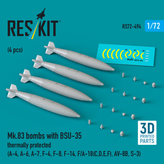 Shop Mk.83 bombs with BSU-35 thermally protected (4 pcs) (3D printed) (1/72) Scale Plastic Models Kits. Accessories and Resin Parts. Reskit online Store