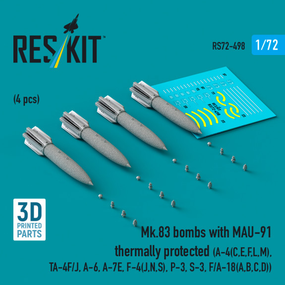 Shop Mk.83 bombs with MAU-91 thermally protected (4 pcs) (3D printed) (1/72) Scale Plastic Models Kits. Accessories and Resin Parts. Reskit online Store