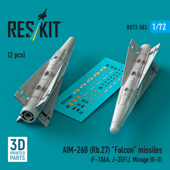 Shop AIM-26B (Rb.27) "Falcon" missiles (2 pcs) (3D Printed) (1/72) Scale Plastic Models Kits. Accessories and Resin Parts. Reskit online Store