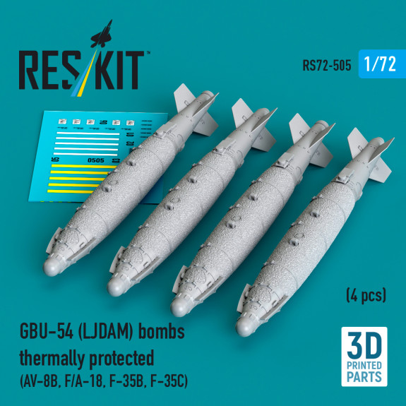 Shop GBU-54 (LJDAM) bombs thermally protected (4 pcs) (3D Printed) (1/72) Scale Plastic Models Kits. Accessories and Resin Parts. Reskit online Store