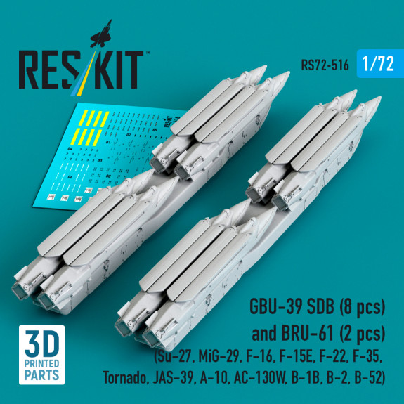 Shop GBU-39 SDB (8 pcs) and BRU-61 (2 pcs) (3D Printed) (1/72) Scale Plastic Models Kits. Accessories and Resin Parts. Reskit online Store
