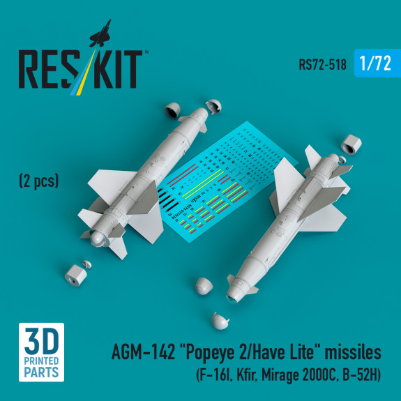Shop AGM-142 "Popeye 2/Have Lite" missiles (2 pcs) (3D Printed) (1/72) Scale Plastic Models Kits. Accessories and Resin Parts. Reskit online Store