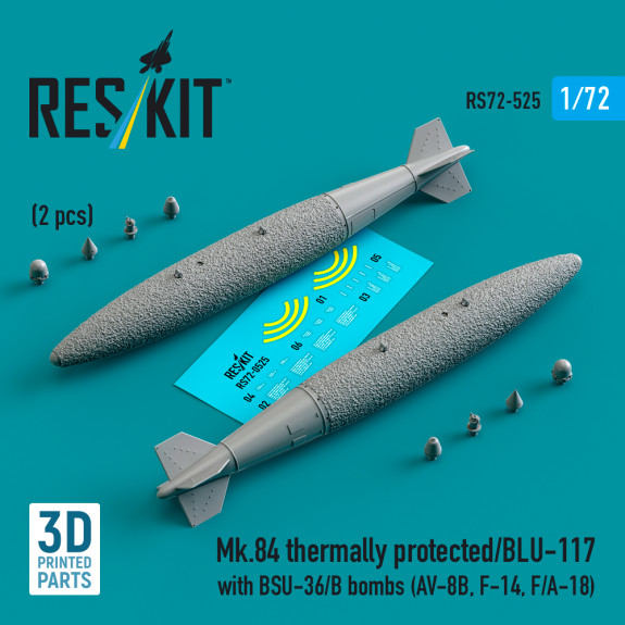 Shop Mk.84 thermally protected/BLU-117 with BSU-36/B bombs (2 pcs) (3D Printed) (1/72) Scale Plastic Models Kits. Accessories and Resin Parts. Reskit online Store