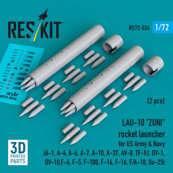 Shop LAU-10 "ZUNI" rocket launcher for US Army & Navy (2 pcs) (3D Printed) (1/72) Scale Plastic Models Kits. Accessories and Resin Parts. Reskit online Store