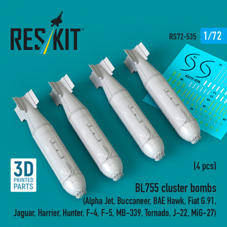 BL755 cluster bombs (4 pcs) (3D Printed) (1/72) Shop BL755 cluster bombs (4 pcs) (3D Printed) (1/72) Scale Plastic Models Kits. Accessories and Resin Parts. Reskit online Store