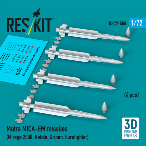 Shop Matra MICA-EM missiles (4 pcs) (3D Printed) (1/72) Scale Plastic Models Kits. Accessories and Resin Parts. Reskit online Store