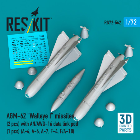 Shop AGM-62 "Walleye I" missiles (2 pcs) with AN/AWG-16 data link pod (1 pcs) (3D Printed) (1/72) Scale Plastic Models Kits. Accessories and Resin Parts. Reskit online Store