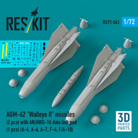 Shop AGM-62 "Walleye II" missiles (2 pcs) with AN/AWG-16 data link pod (1 pcs) (3D Printed) (1/72) Scale Plastic Models Kits. Accessories and Resin Parts. Reskit online Store